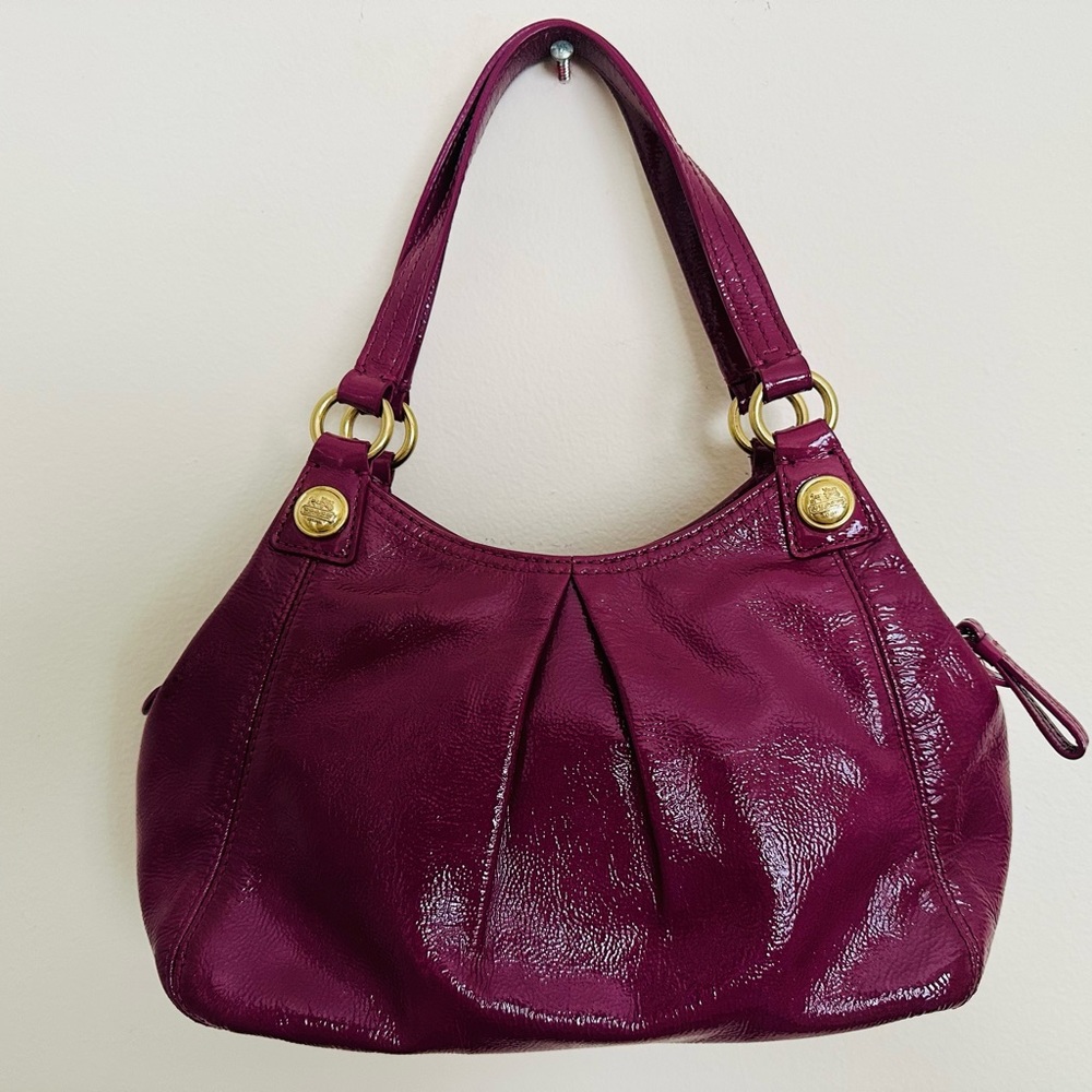 EUC Coach purse patent leather purple color small size